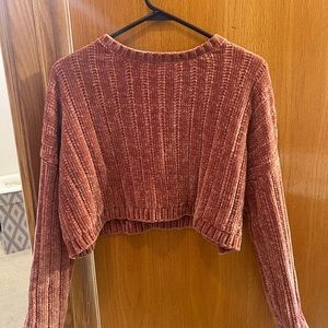 forever, 21 cropped knit, sweater, light, pink , size small